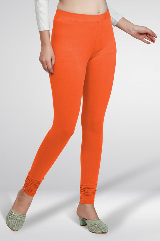 Orange Churidar Cotton Leggings - Groosberry Lifestyle