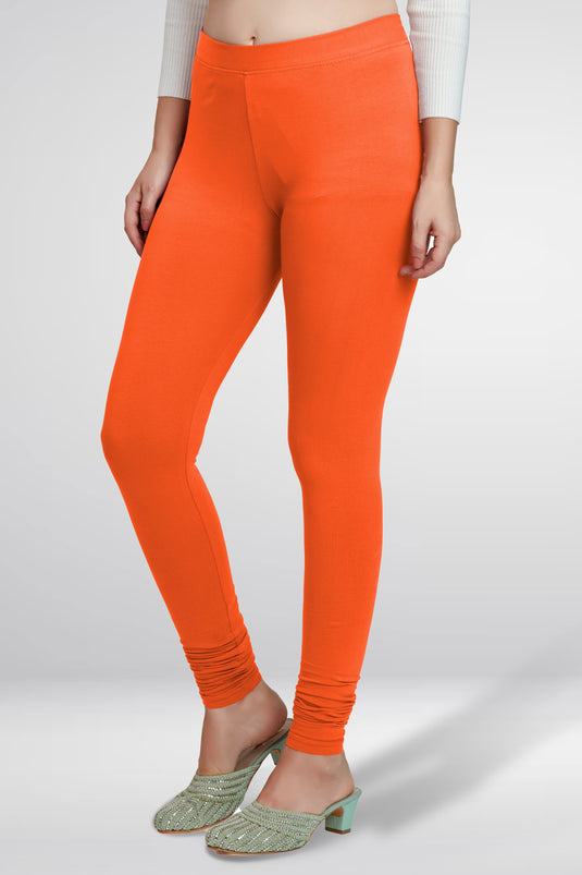 Orange Churidar Cotton Leggings