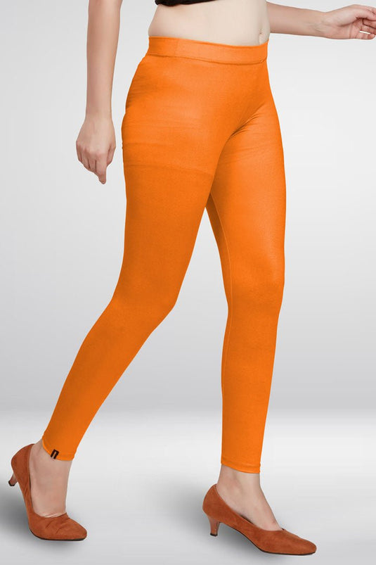 Orange Ankle Length Leggings - Groosberry Lifestyle