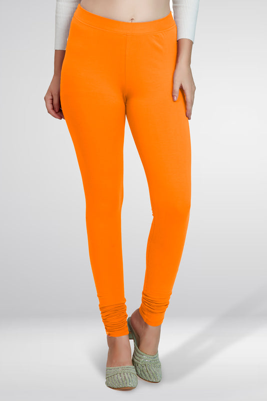 Orange Churidar Cotton Leggings
