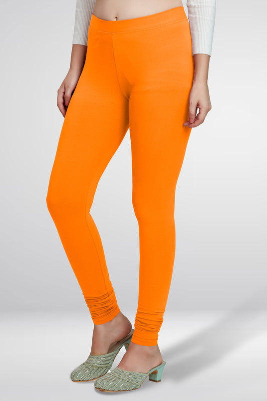 Orange Churidar Cotton Leggings