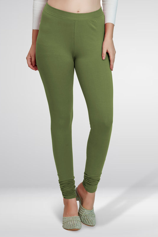Green Churidar Cotton Leggings