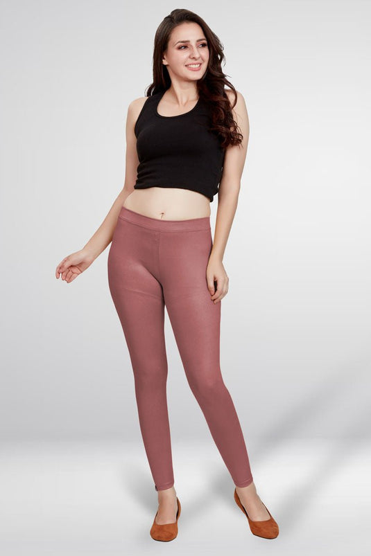 Light Burgundy Ankle Length Leggings - Groosberry Lifestyle