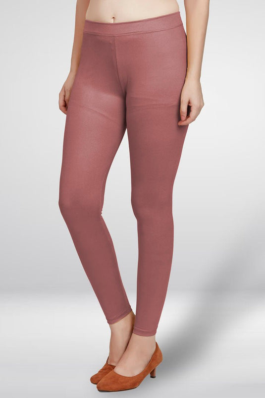 Light Burgundy Ankle Length Leggings - Groosberry Lifestyle