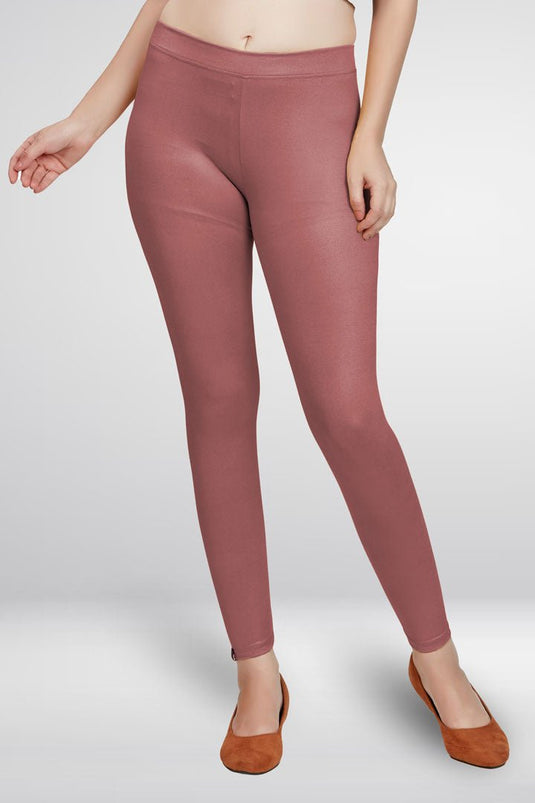 Light Burgundy Ankle Length Leggings - Groosberry Lifestyle