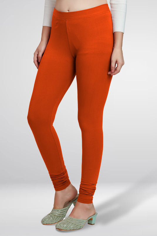 Orange Churidar Cotton Leggings