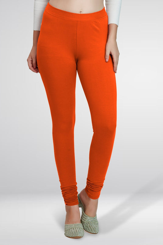 Orange Churidar Cotton Leggings - Groosberry Lifestyle