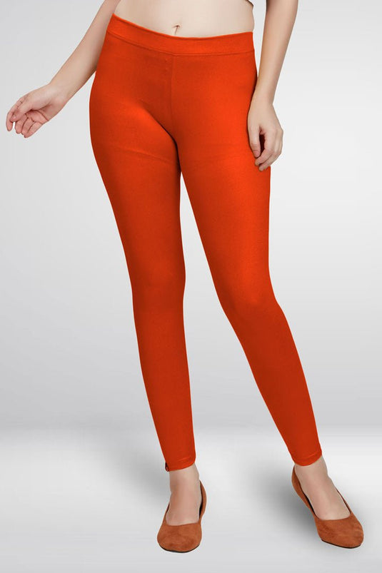 Orange Ankle Length Leggings - Groosberry Lifestyle