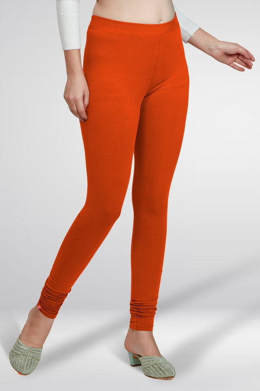 Orange Churidar Cotton Leggings - Groosberry Lifestyle
