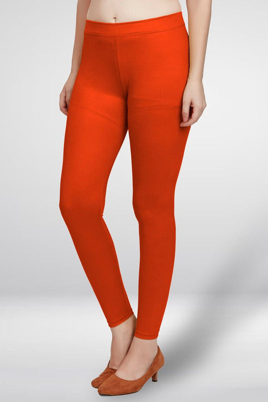 Orange Ankle Length Leggings - Groosberry Lifestyle