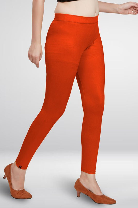 Orange Ankle Length Leggings - Groosberry Lifestyle