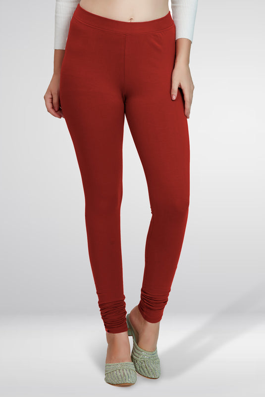 Red Churidar Cotton Leggings
