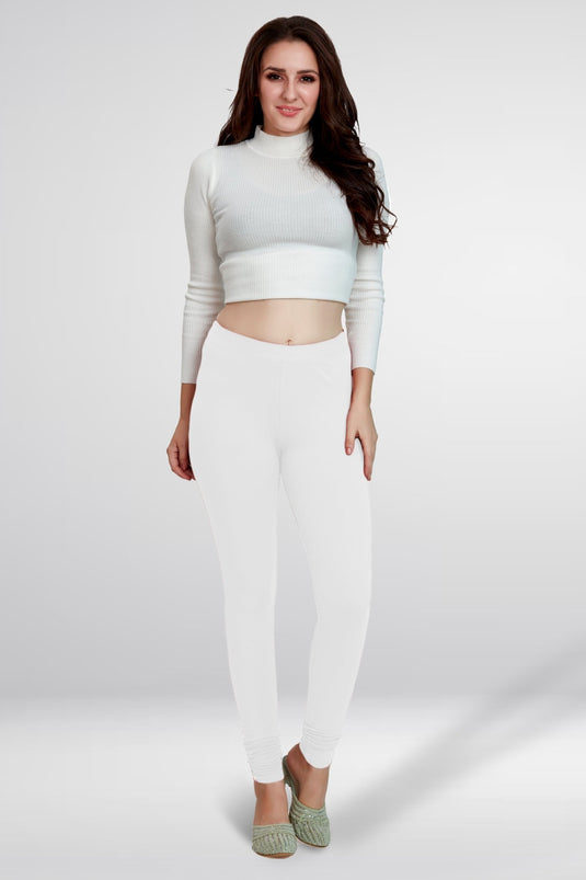 White Churidar Cotton Leggings - Groosberry Lifestyle