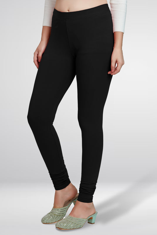 Black Churidar Cotton Leggings