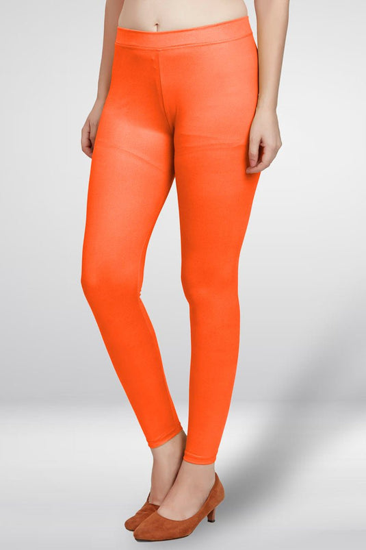 Orange Ankle Length Leggings - Groosberry Lifestyle