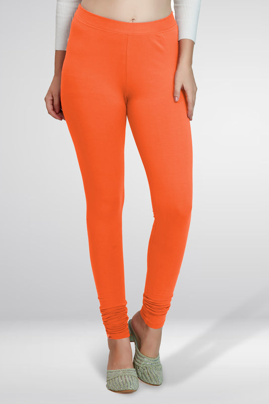 Orange Churidar Cotton Leggings