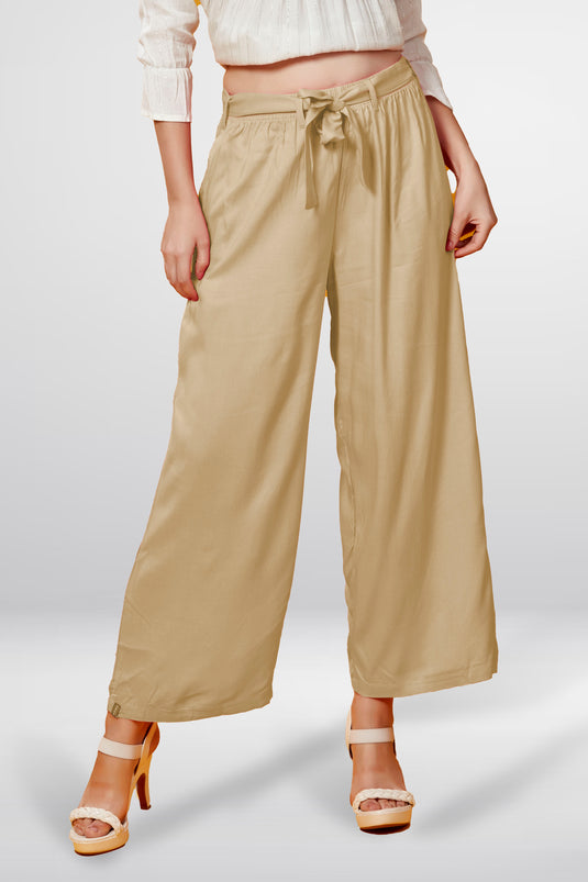 Solid Palazzo With Belt
