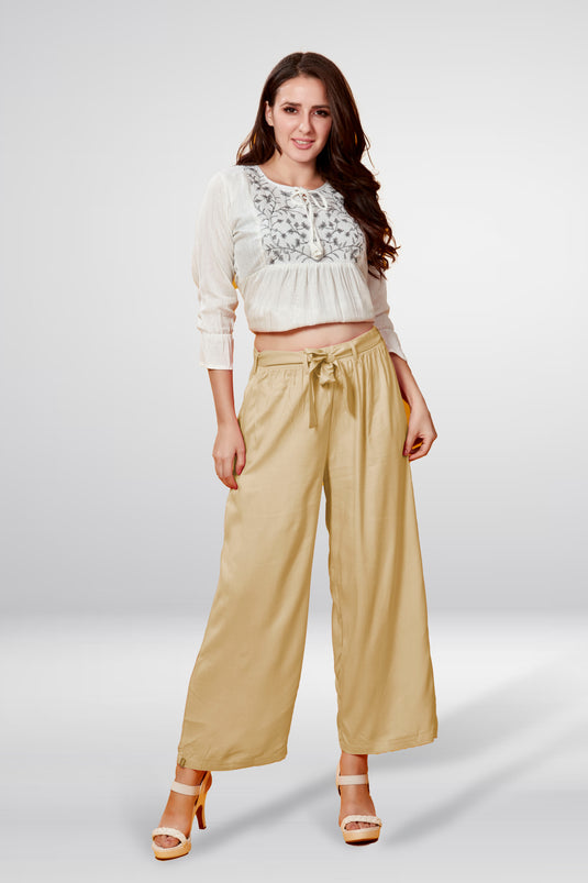 Solid Palazzo With Belt