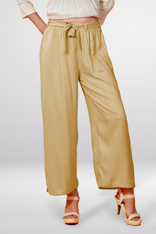 Solid Palazzo With Belt
