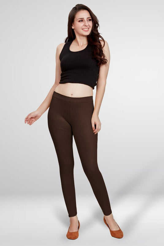 Dark Coffee Ankle Length Leggings - Groosberry Lifestyle