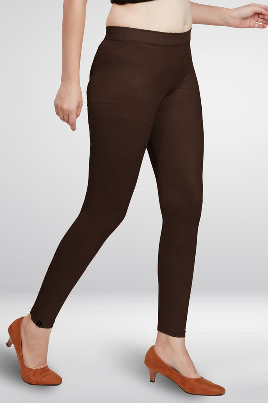 Dark Coffee Ankle Length Leggings - Groosberry Lifestyle
