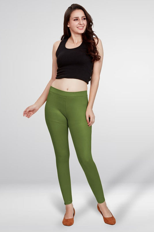 Green Ankle Length Leggings - Groosberry Lifestyle
