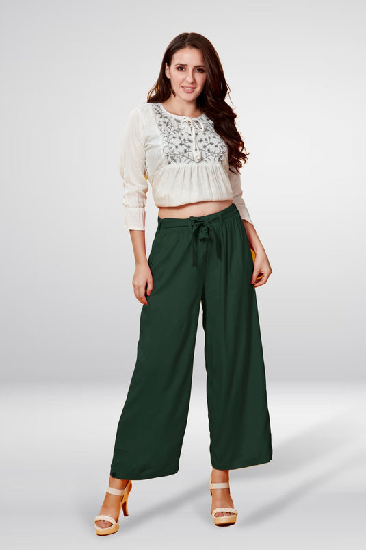 Solid Palazzo With Belt - Groosberry Lifestyle