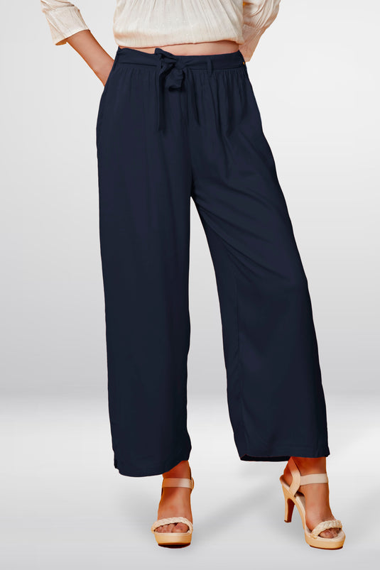 Solid Palazzo With Belt