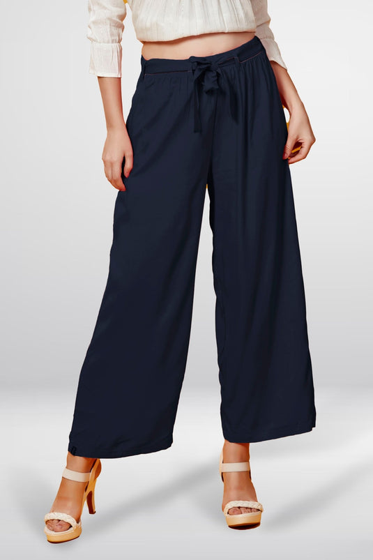 Solid Palazzo With Belt - Groosberry Lifestyle