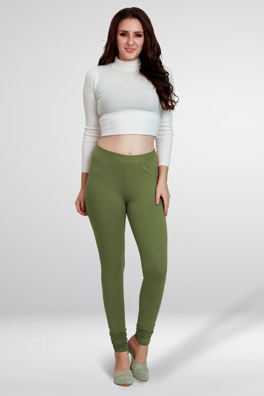Green Churidar Cotton Leggings