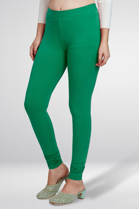 Green Churidar Cotton Leggings