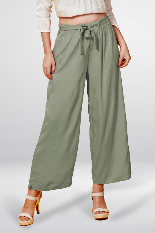 Solid Palazzo With Belt