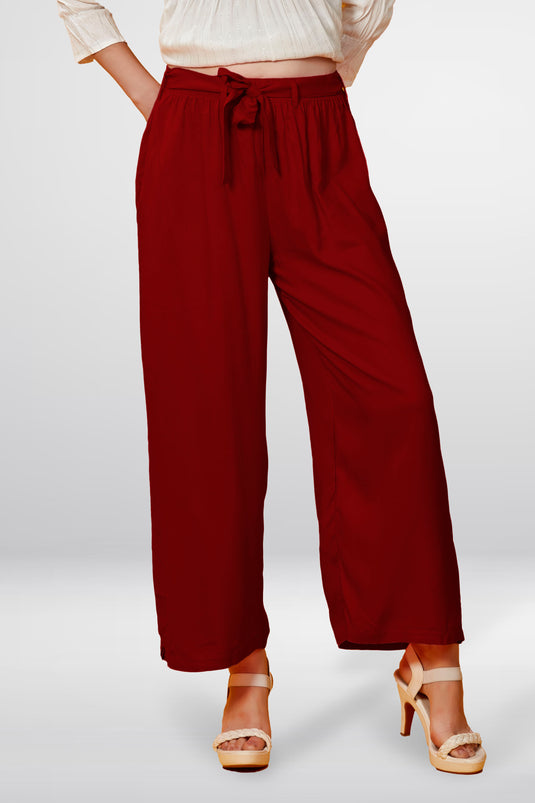Solid Palazzo With Belt