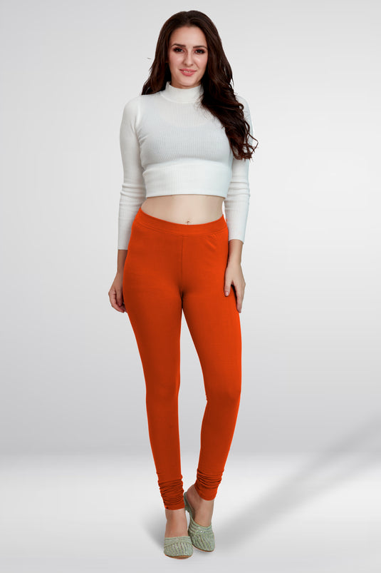Orange Churidar Cotton Leggings