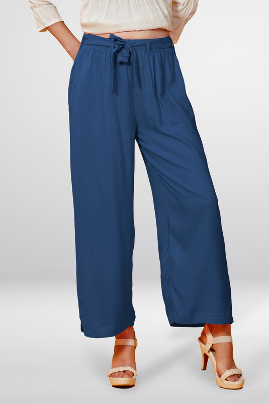 Solid Palazzo With Belt