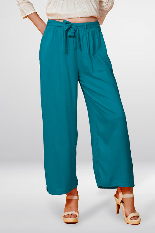 Solid Palazzo With Belt