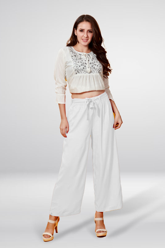 Solid Palazzo With Belt