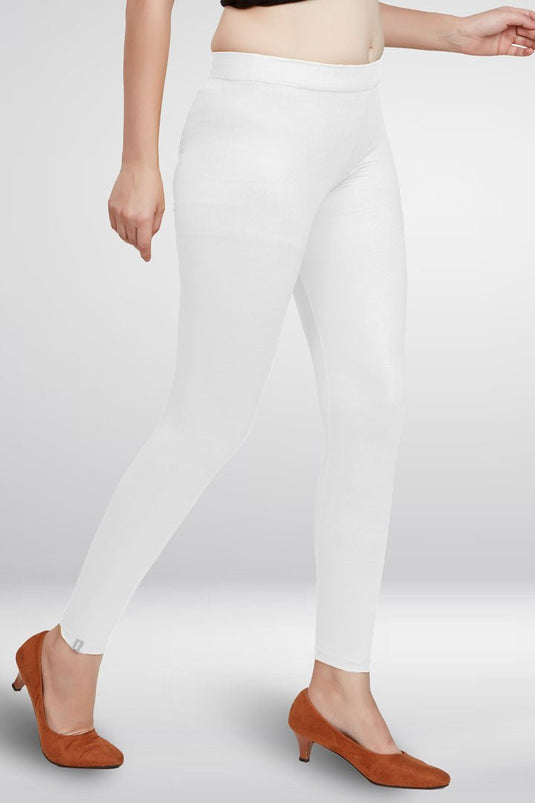 White Ankle Length Leggings - Groosberry Lifestyle