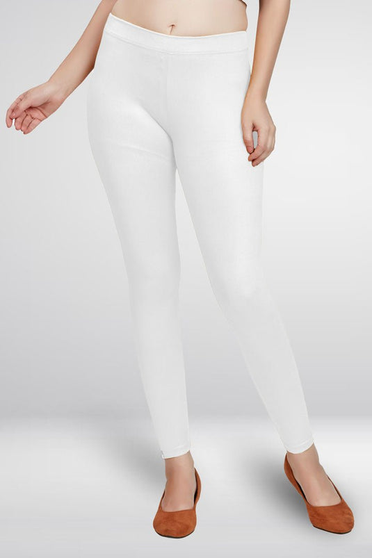 White Ankle Length Leggings - Groosberry Lifestyle