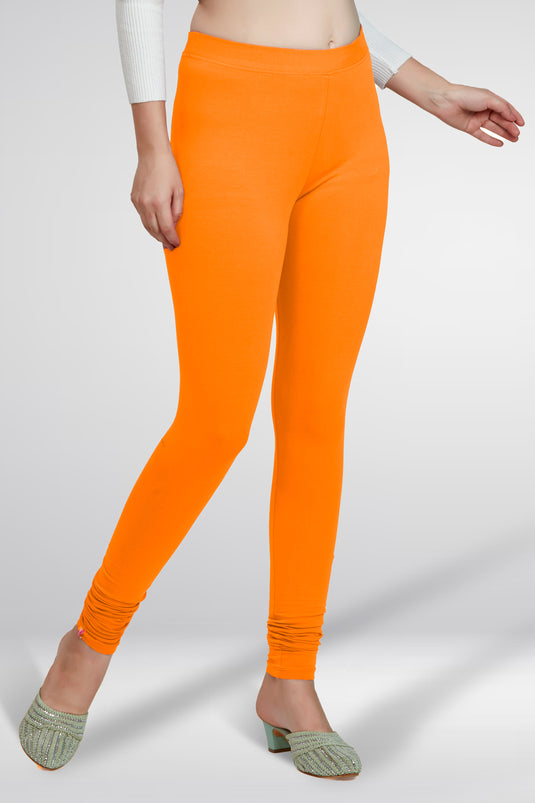Orange Churidar Cotton Leggings