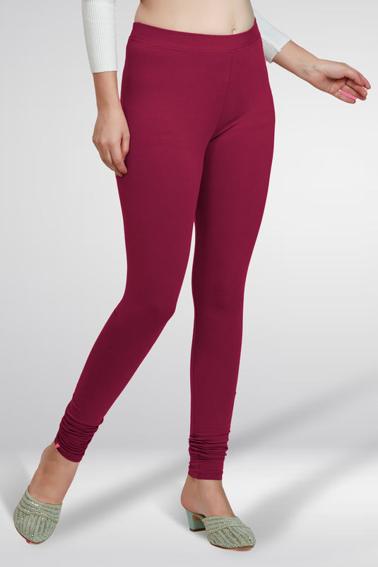 Red Churidar Cotton Leggings