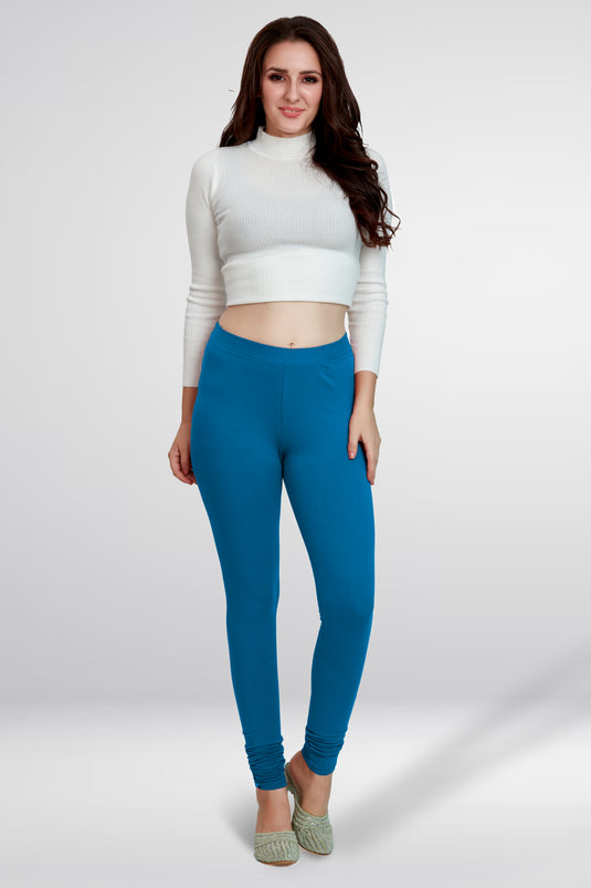 Blue Churidar Cotton Leggings