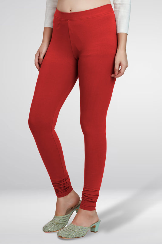Red Churidar Cotton Leggings