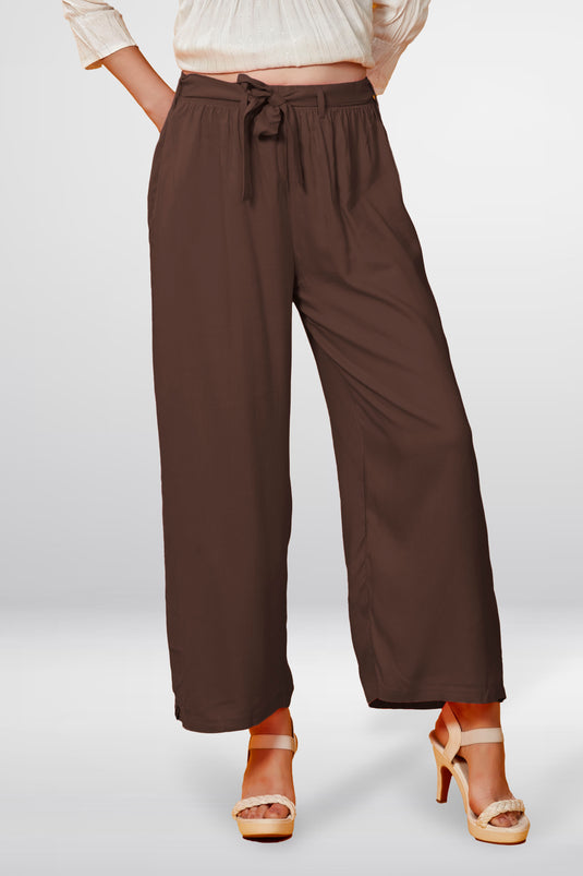 Solid Palazzo With Belt