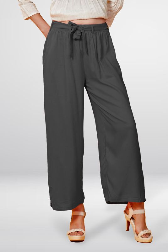Solid Palazzo With Belt