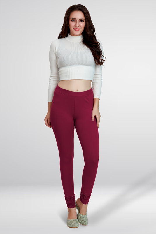 Red Churidar Cotton Leggings