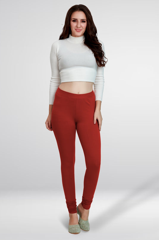 Red Churidar Cotton Leggings