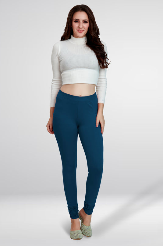 Blue Churidar Cotton Leggings
